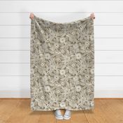 05 Soft Spring- Victorian Floral- Off White on Mushroom Brown- Climbing Vine with Flowers- Petal Signature Solids - Earth Tones- Taupe- Natural- Neutral- Nursery Wallpaper- William Morris- Large