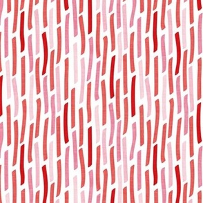 Small scale // Confetti vertical stripes // white background pink coral and red faux textured dashed lines dinosaur birthday party decor