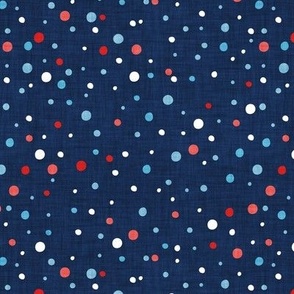 Small scale // Confetti rounded circle spots // midnight blue background blue coral and red faux textured dots dinosaur skin birthday party decor
