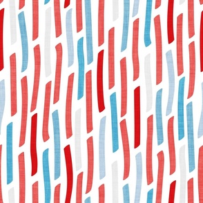 Normal scale // Confetti vertical stripes // white background blue coral and red faux textured dashed lines dinosaur birthday party decor