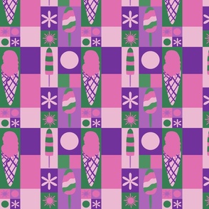 Tasty ice cream - pink and green, purple