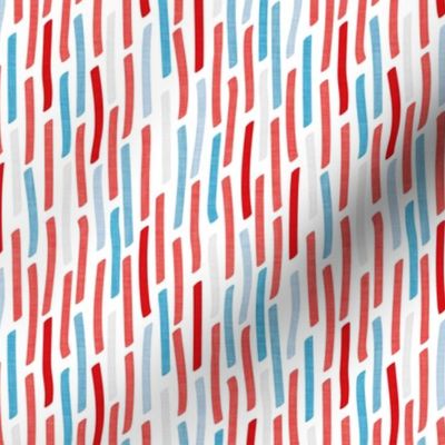 Small scale // Confetti vertical stripes // white background blue coral and red faux textured dashed lines dinosaur birthday party decor