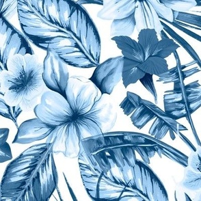 Tropical Flowers Blue S