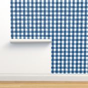 French Country Blue Watercolor Gingham - Medium Scale - Cobalt or Navy Blue Checkers Buffalo Plaid Checkers