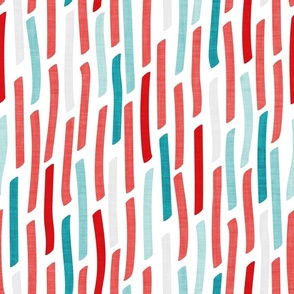 Normal scale // Confetti vertical stripes // white background mint aqua coral and red faux textured dashed lines dinosaur birthday party decor