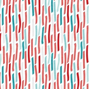 Small scale // Confetti vertical stripes // white background mint aqua coral and red faux textured dashed lines dinosaur birthday party decor