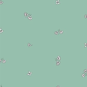 minimal flowers and butterflies on aqua by rysunki_malunki