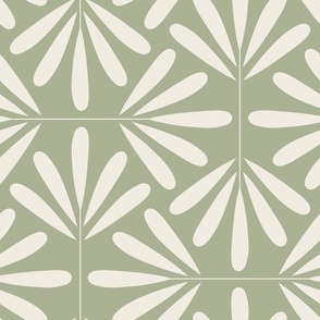 Geofloral | Creamy White, Light Sage Green 02 | Floral