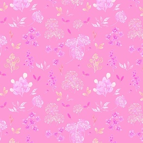Pink Floral for Breast Cancer Awareness - Bright Pink Fabric - Watercolor Flowers