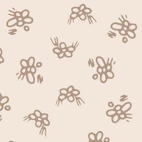 brown flowers ditsy on light beige (mid)