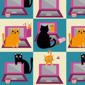 Funny Cheeky  Cats and Laptops 