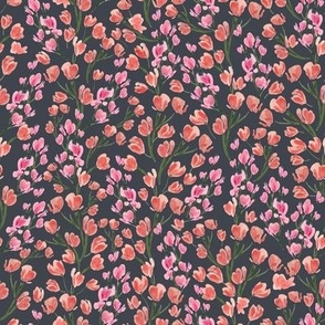 Medium - Ellie II Florals - Navy - 8x8 fabric // 24x24 wallpaper