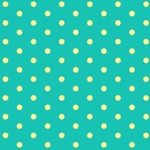 (medium) Neon Sunbeam polka dot / Yellow  on Green  / Small scale / see Sunbeam collection