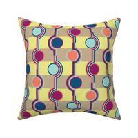 Modern Retro - Spiral Dots and Stripes - Op Art - Yellow - Teal