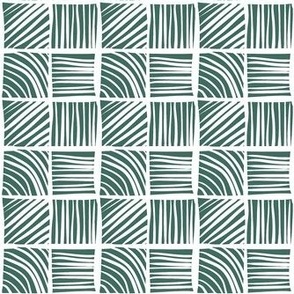 Smaller Scale Crosshatch Geometric in Pine Green