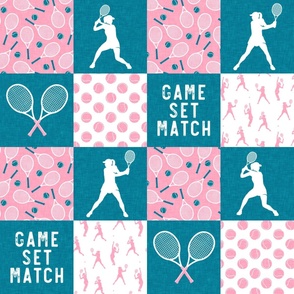 Game Set Match - Tennis Wholecloth - Pink/Teal - Women's Tennis Players - LAD23