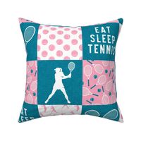 Eat Sleep Tennis - Tennis Wholecloth - Pink/Teal - Women's Tennis Players -  LAD23