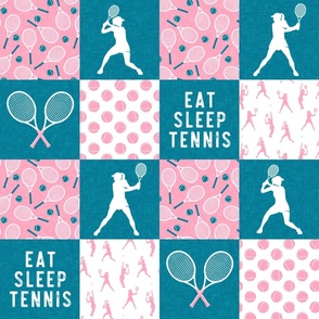 Eat Sleep Tennis - Tennis Wholecloth - Pink/Teal - Women's Tennis Players -  LAD23