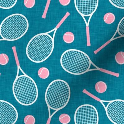 Tennis racket and ball - tennis racquet - pink/teal blue - LAD23