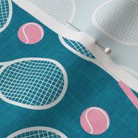 Tennis racket and ball - tennis racquet - pink/teal blue - LAD23