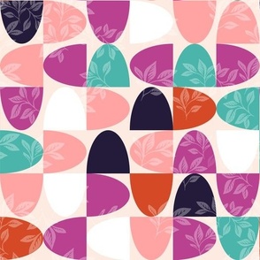 Medium Scale - Colourful Abstract fun Shapes - Peach and Hot Pink