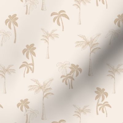 Vintage palm trees - tropical beach and surf theme boho design caramel on cream sand
