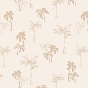 Vintage palm trees - tropical beach and surf theme boho design caramel on cream sand