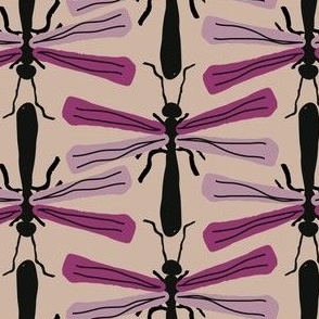 (L) 5.2 x 2.9 Doodle flies mauve purple