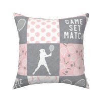 Game Set Match - Tennis Wholecloth - Pink/Grey - Women's Tennis Players -  LAD23