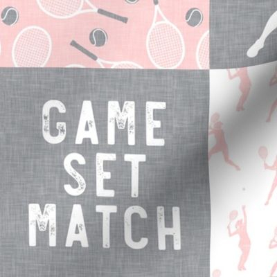 Game Set Match - Tennis Wholecloth - Pink/Grey - Women's Tennis Players -  LAD23