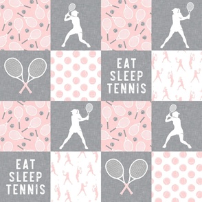Eat Sleep Tennis - Tennis Wholecloth - Pink/Grey - Women's Tennis Players -  LAD23