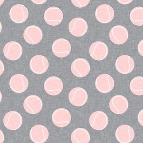 (small scale) tennis balls pink on grey - LAD23