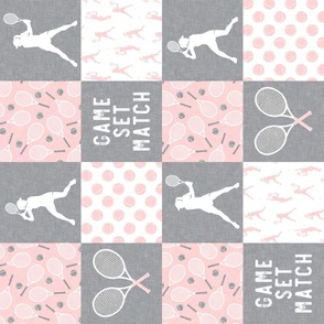 Game Set Match - Tennis Wholecloth - Pink/Grey - Women's Tennis Players - (90) LAD23