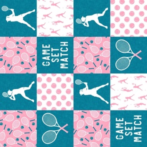 Game Set Match - Tennis Wholecloth - Pink/Teal - Women's Tennis Players - (90) LAD23