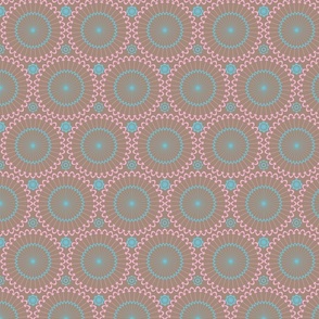 Circular Ceiling Vault in pink, blue and light brown (Small pattern)