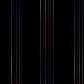 guitar string stripe -  rainbow on black