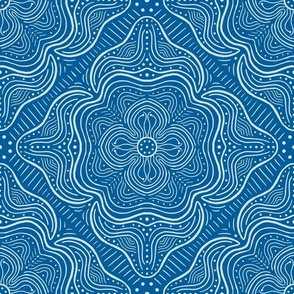 Large // Delia- Flower Mandala Tile - Blue 