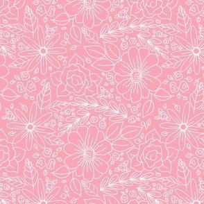 Daisy Daze Linework Floral Pink 