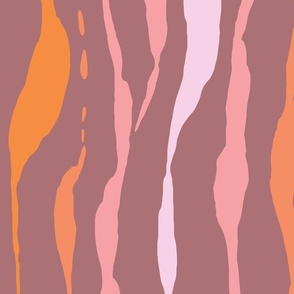 (L) animal print - peach orange and pink striped tiger-zebra on dark pink background