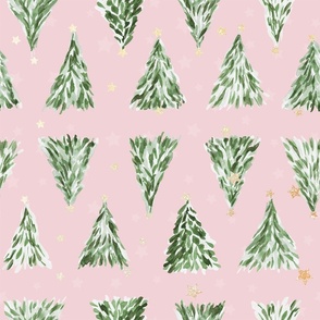 Holiday christmas tree over pink cotton candy background