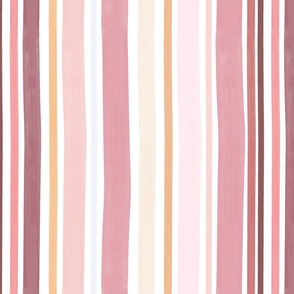 Anything But Basic-Watercolor Stripes-Peony Palette-Large Scale