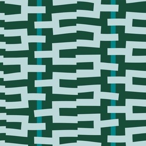 Wavy geometric texture in shades of green, blue and teal