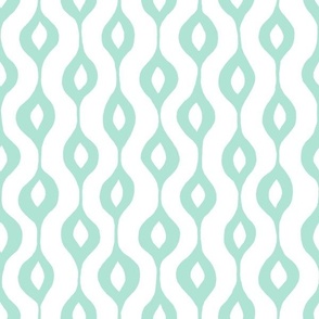 Hand Drawn Doodle Ogee Pinstripes, Seafoam Green and White (Medium Scale)