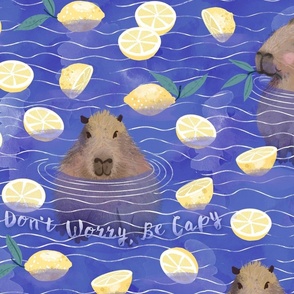Capybara swimming with lemons Large scale