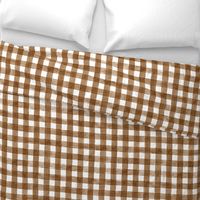 Sepia Brown Watercolor Gingham - Medium Scale - Sienna Russet Western Checkers Buffalo Plaid Checkers Earth Tones