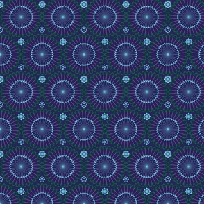 Circular Ceiling Vault in green, blue and purple (Small pattern)