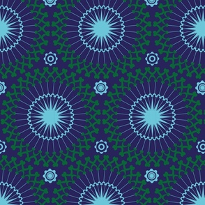 Circular Ceiling Vault in green, blue and purple (Big pattern)