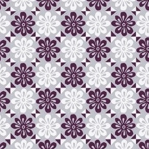 Flower corners stamp version - white grey and purple - small scale