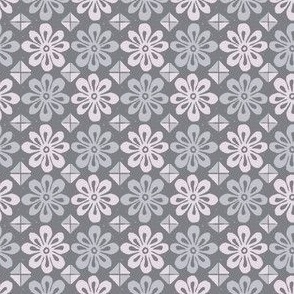 Flower corners stamp version - grey and pink - small scale