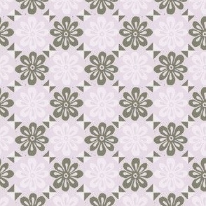 Flower corners stamp version - green and pink - small scale
